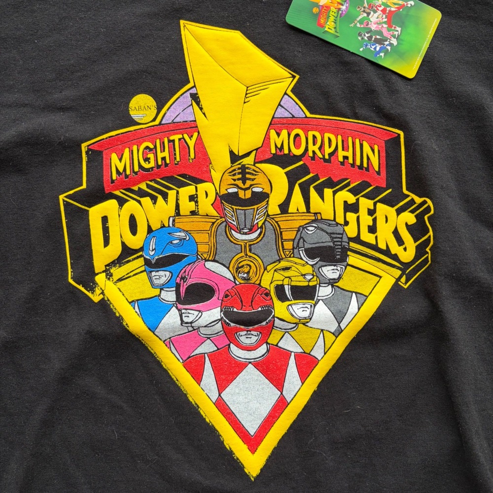 Bioworld Mighty Morphin Power Rangers Kids Graphic T-Shirt Black Size M 8 NEW - Picture 2 of 5